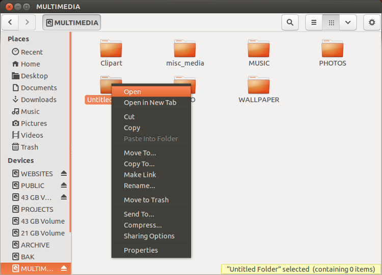 file manager context menu